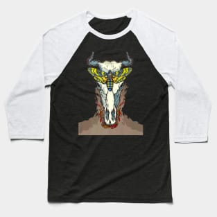 Skull Cow Butterfly Baseball T-Shirt